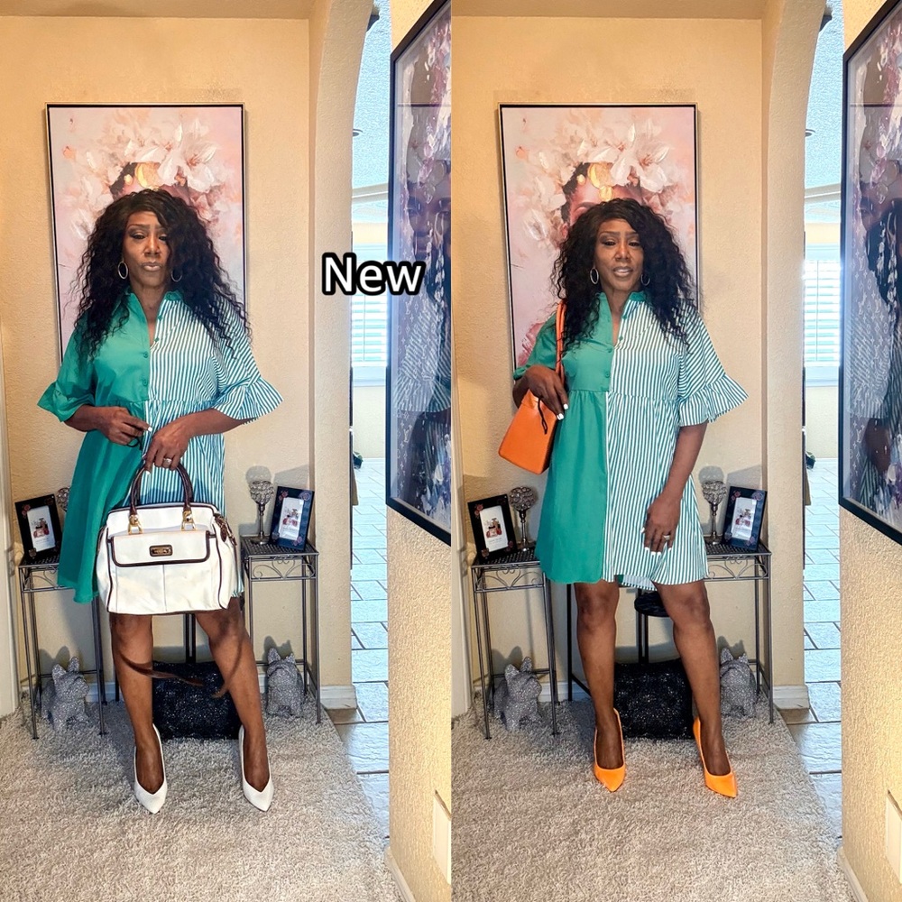 SHEIN Green and White Mini Dress - Picture 6 of 11